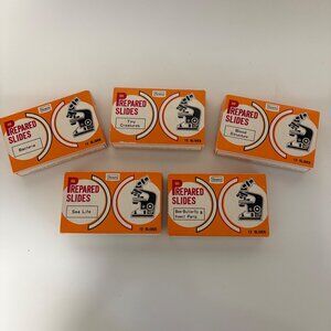 Sears Prepared Microscope Slide Kits Set of 5 Original Boxes 60 Total Slides Vtg